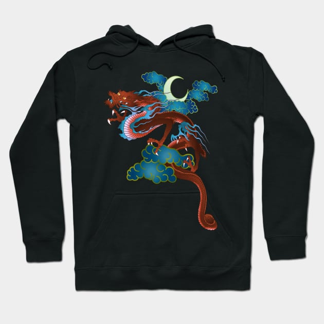 Dragon in the night sky Hoodie by Blacklinesw9